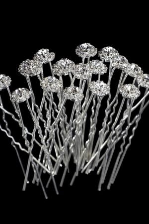 Crystal Hair Pins - one size- silver