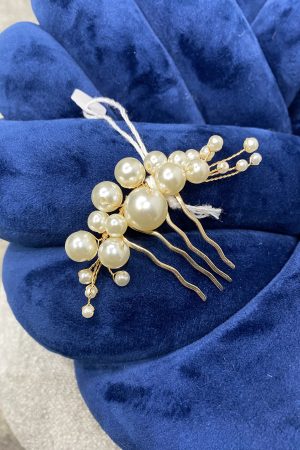 Pearl Spray Comb - Gold