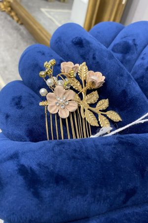 Rosegold, flower and Pearl comb